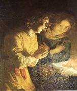 HONTHORST, Gerrit van Adoration of the Child (detail) sf oil painting reproduction